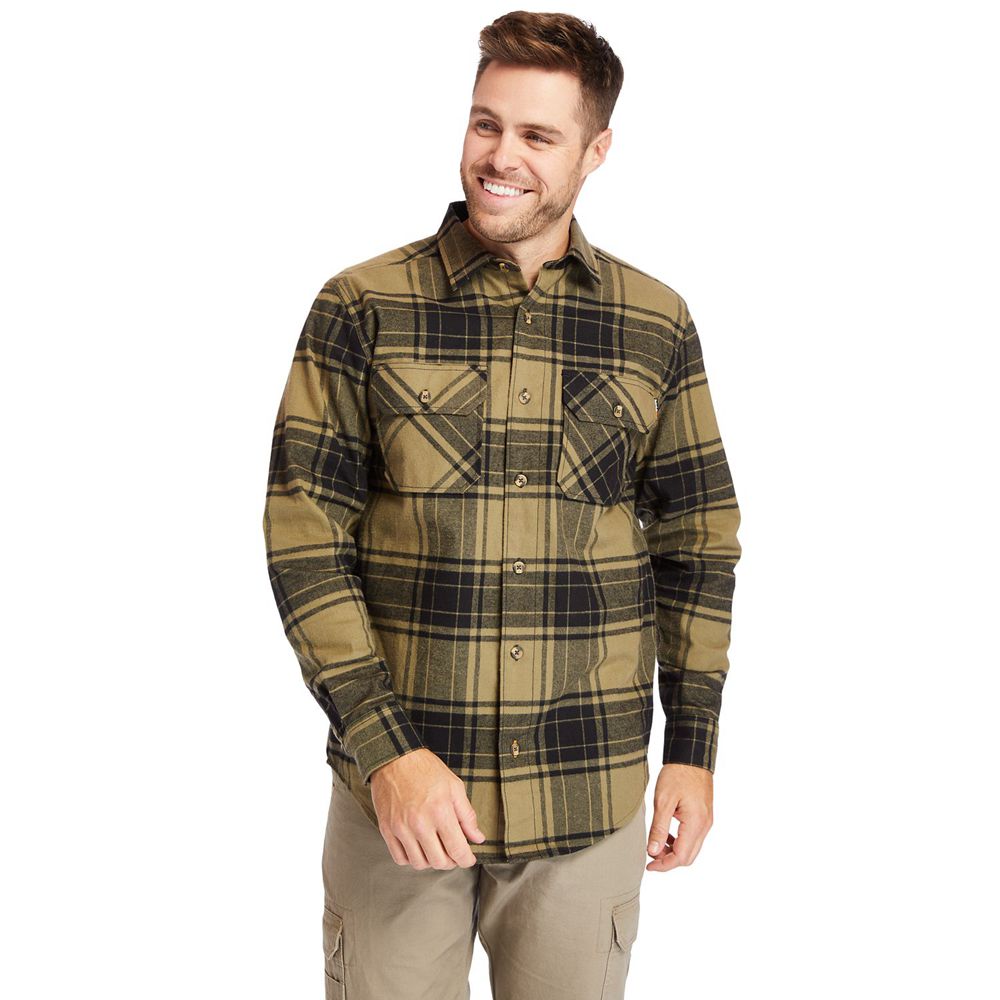 Timberland Πουκαμισα Ανδρικα Ελιά - Pro® Woodfort Heavyweight Flannel Work - Greece 7642581-YR